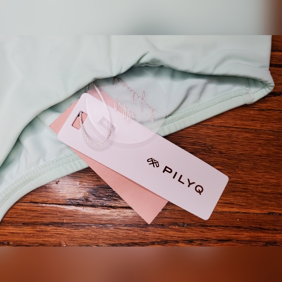 PILYQ NWT Azura Smoked Mint Green Bandeau & Smoked Teeny Bikini Bottom Set Sz L - Picture 7 of 15